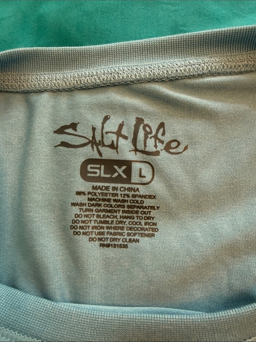 Salt Life Sky Blue Long Sleeve Performance Tee with Script Chest Logo - Picture 2 of 7